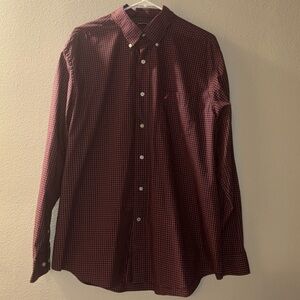 NAUTICA Mens Extra large button down plaid long sleeve shirt red black white